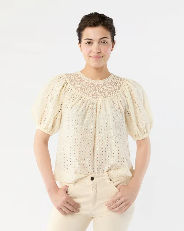 Amina Top in Ivory sold by Mashburn