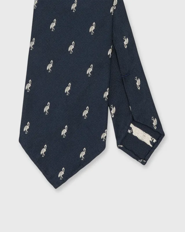 Silk Club Tie in Navy/Bone Crane sold by Mashburn