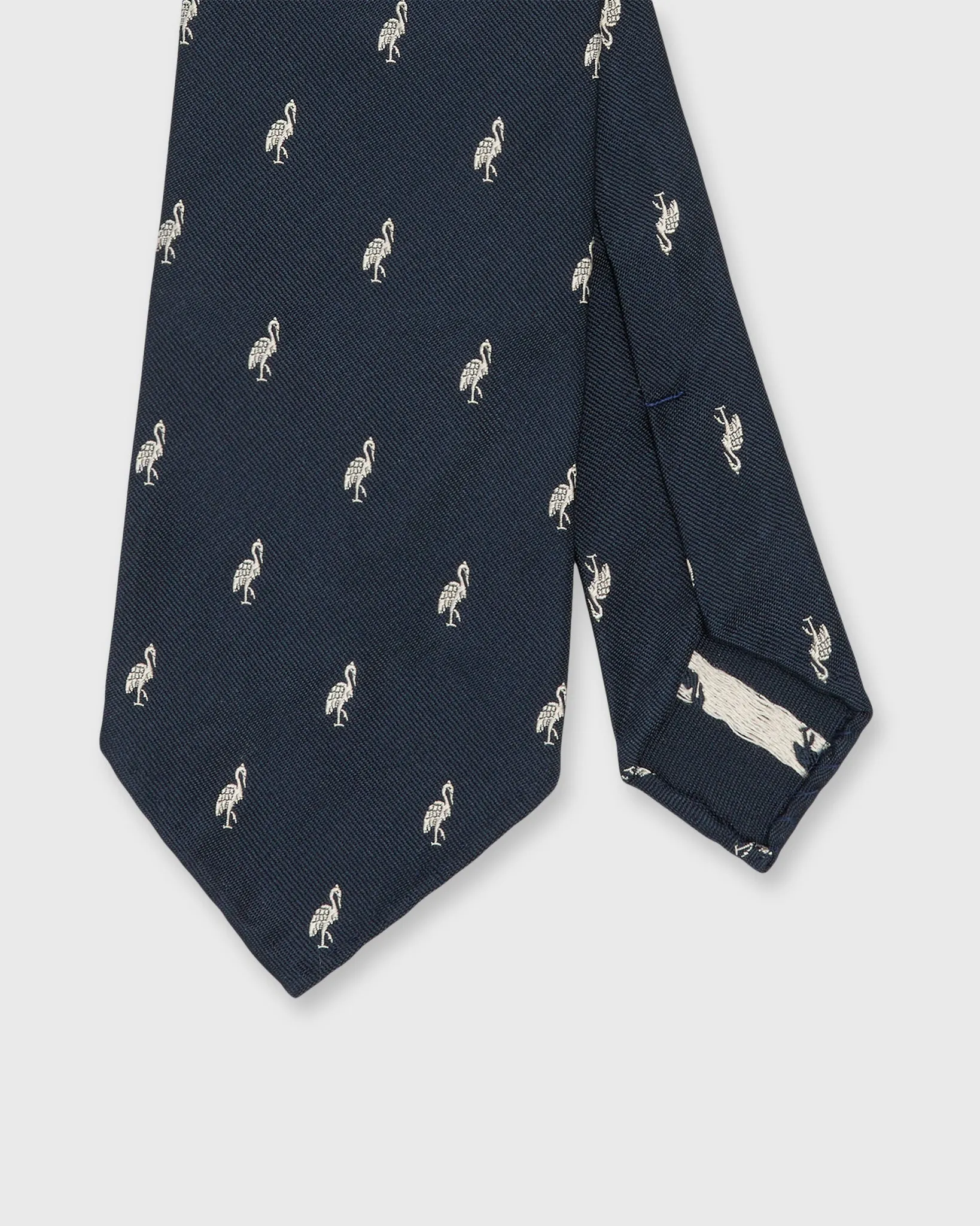 Silk Club Tie in Navy/Bone Crane sold by Mashburn