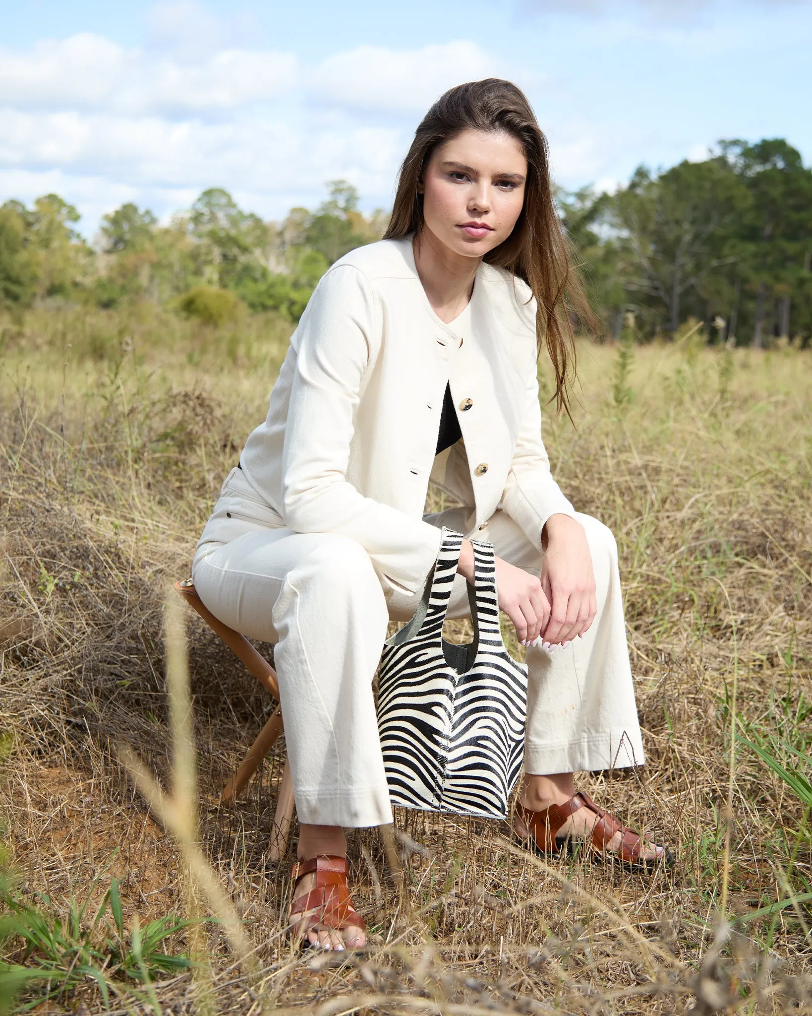 Paola Bucket Bag in Zebra Calf Hair sold by Mashburn product image thumbnail 3