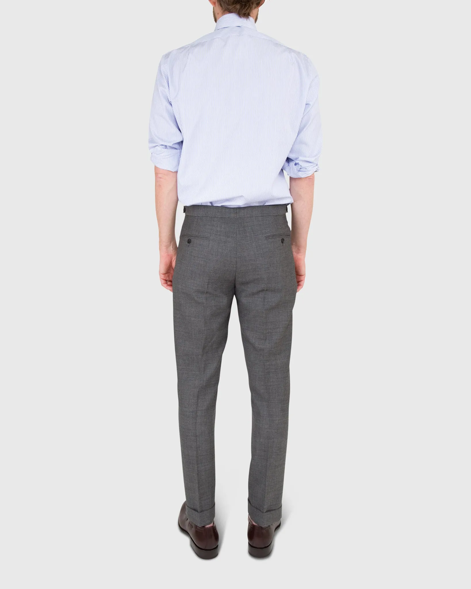 Pleated Dress Trouser in Mid-Grey High-Twist sold by Mashburn product image thumbnail 3