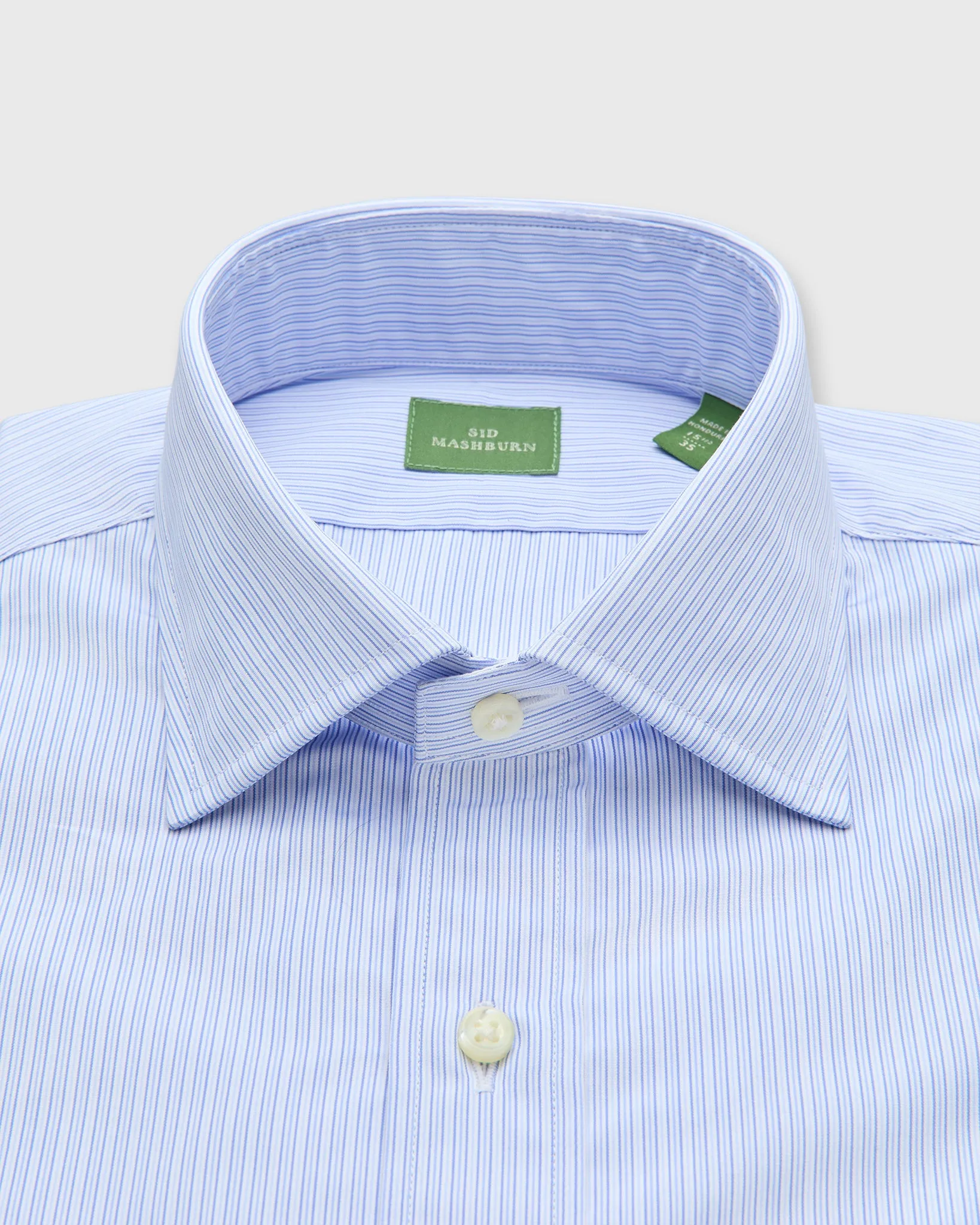 Spread Collar Dress Shirt in Blue Multi Stripe Poplin sold by Mashburn product image thumbnail 2