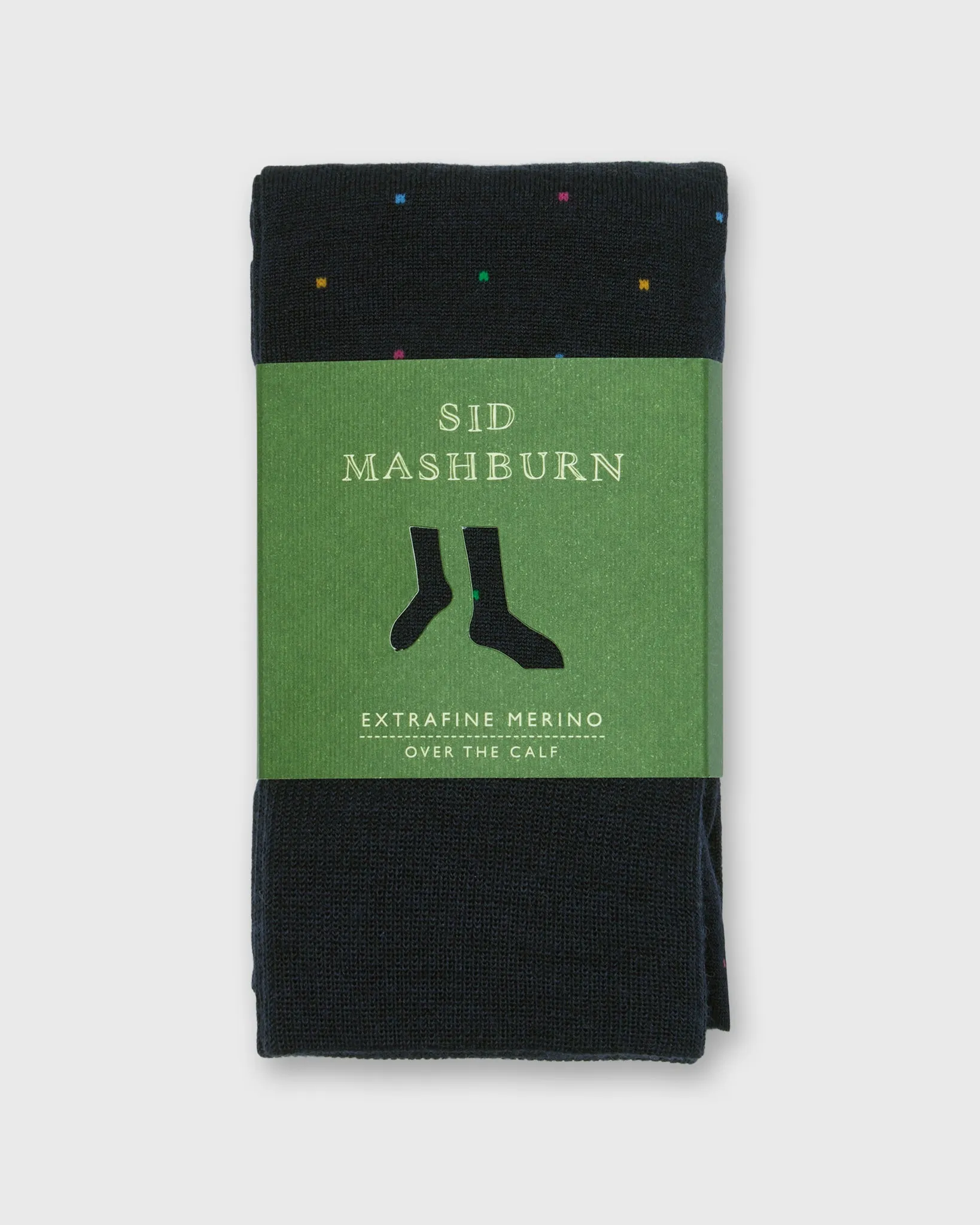 Over-The-Calf Dress Socks in Navy/Multi Dot Extra Fine Merino sold by Mashburn product image thumbnail 2