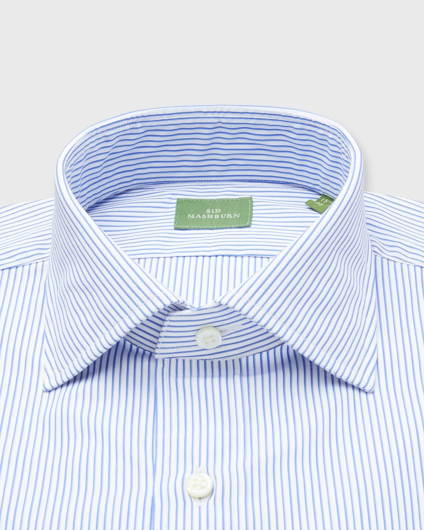 Spread Collar Dress Shirt in Blue Multi Double Stripe Poplin sold by Mashburn product image thumbnail 2