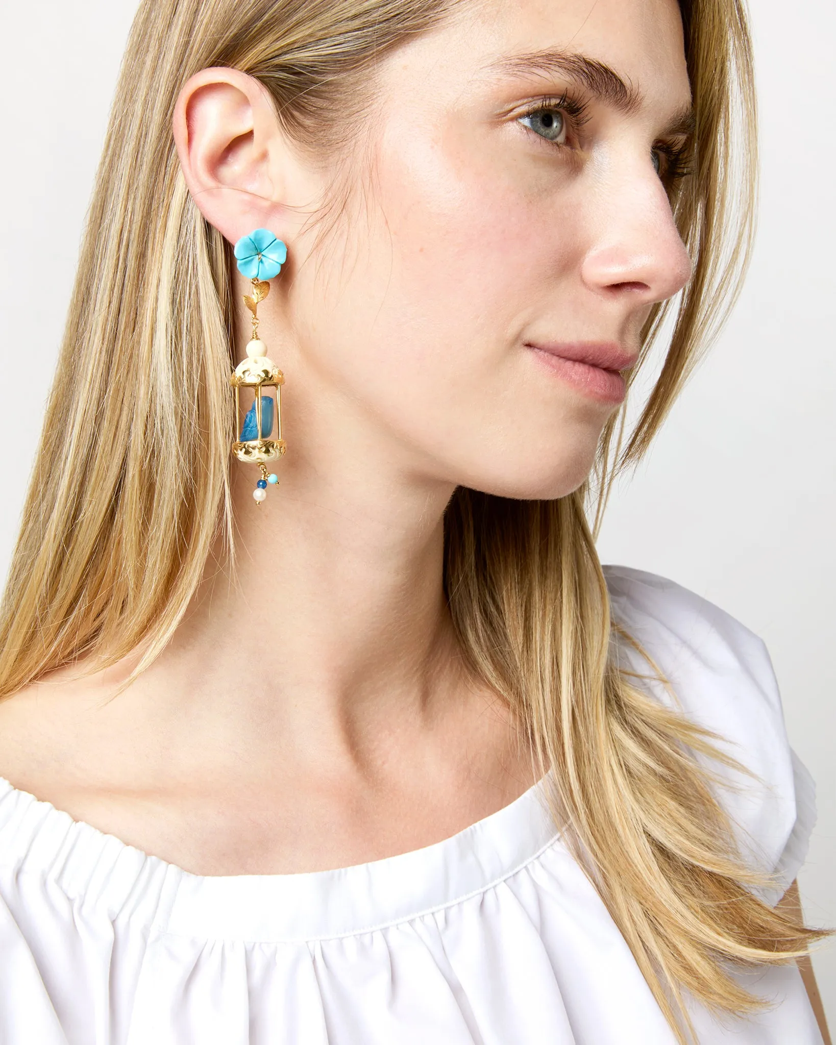 Aviary Classic Earrings in Turquoise/White/Lapis sold by Mashburn product image thumbnail 2