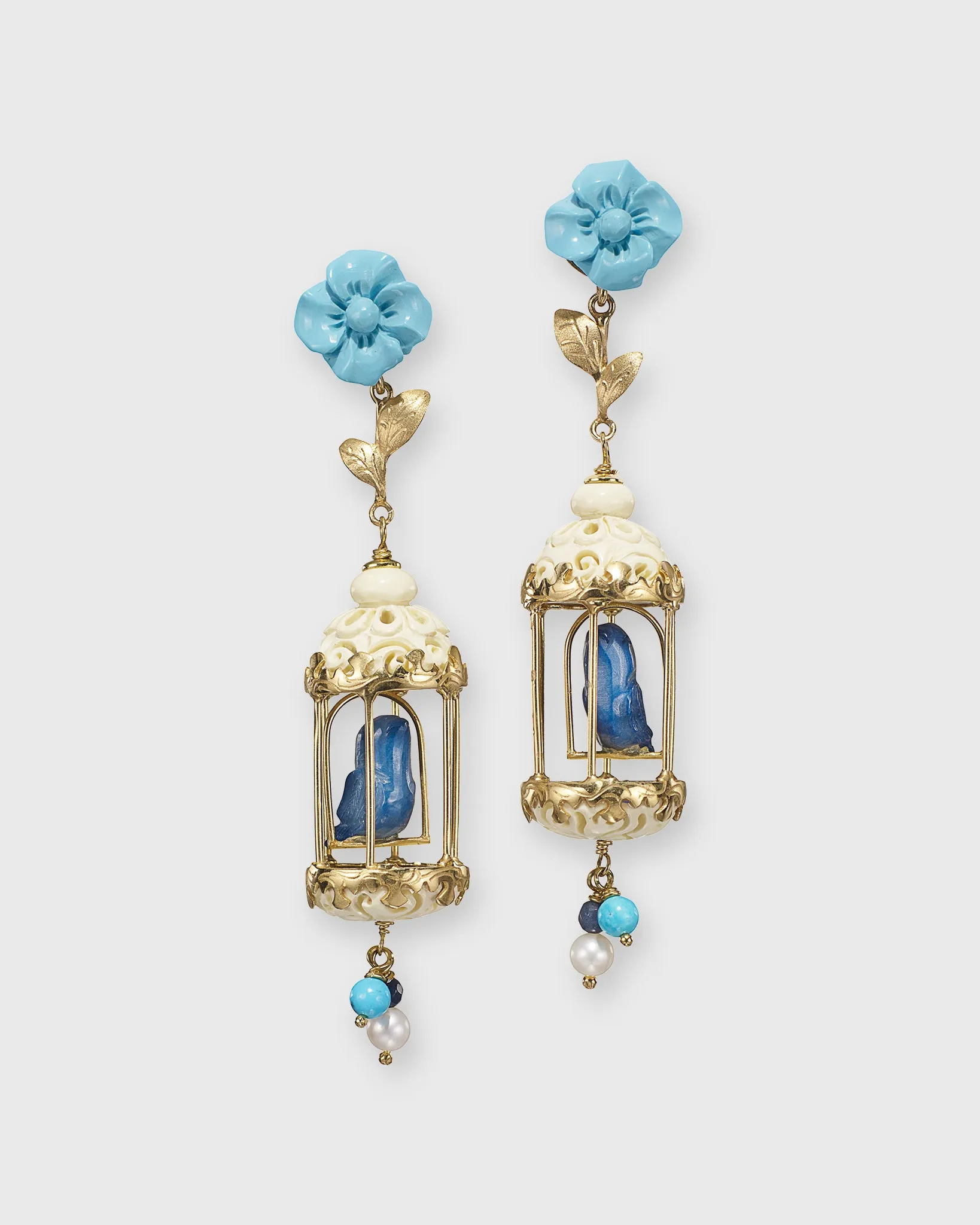 Aviary Classic Earrings in Turquoise/White/Lapis sold by Mashburn