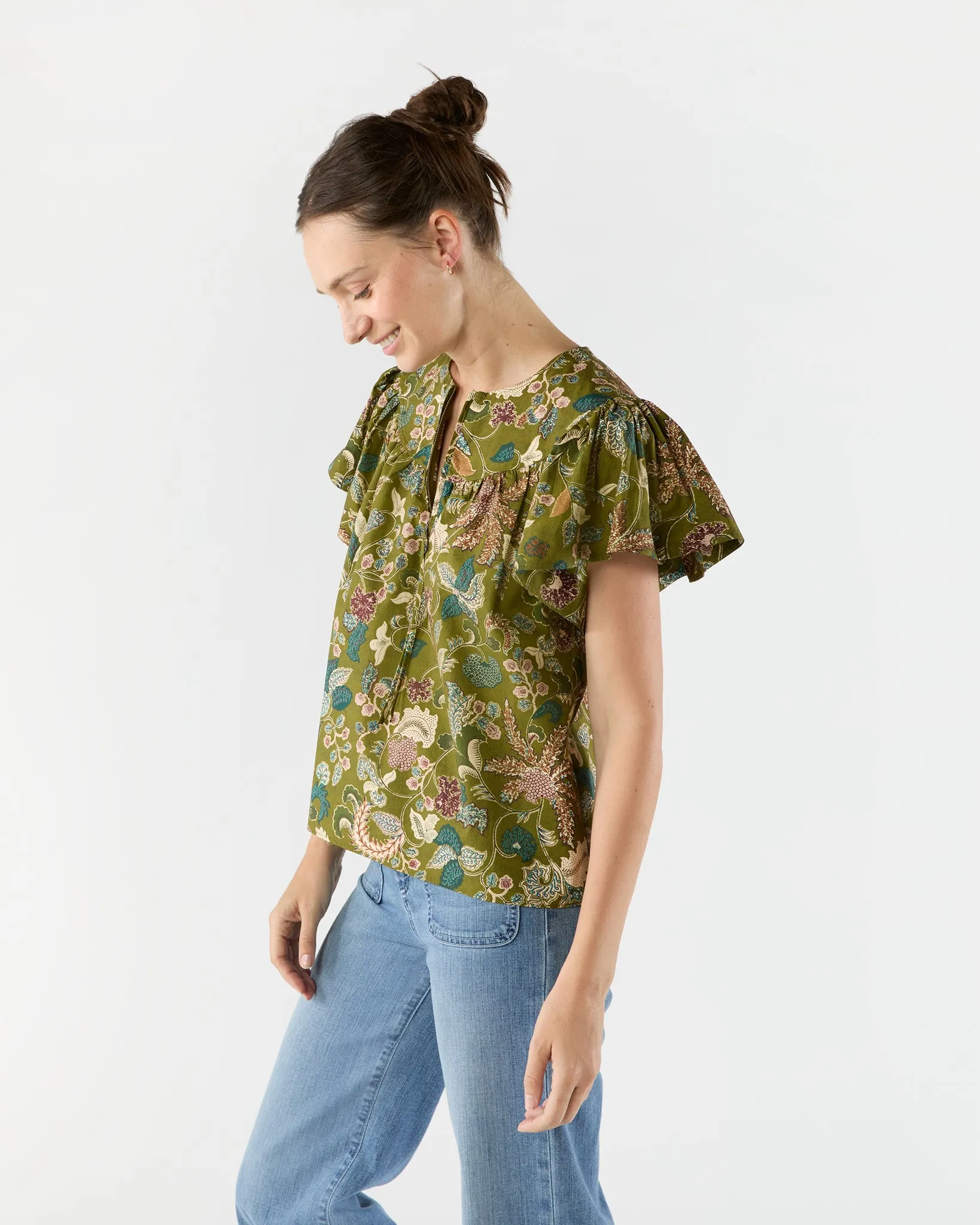 Perline Flutter Sleeve Blouse in Lichen sold by Mashburn product image thumbnail 3