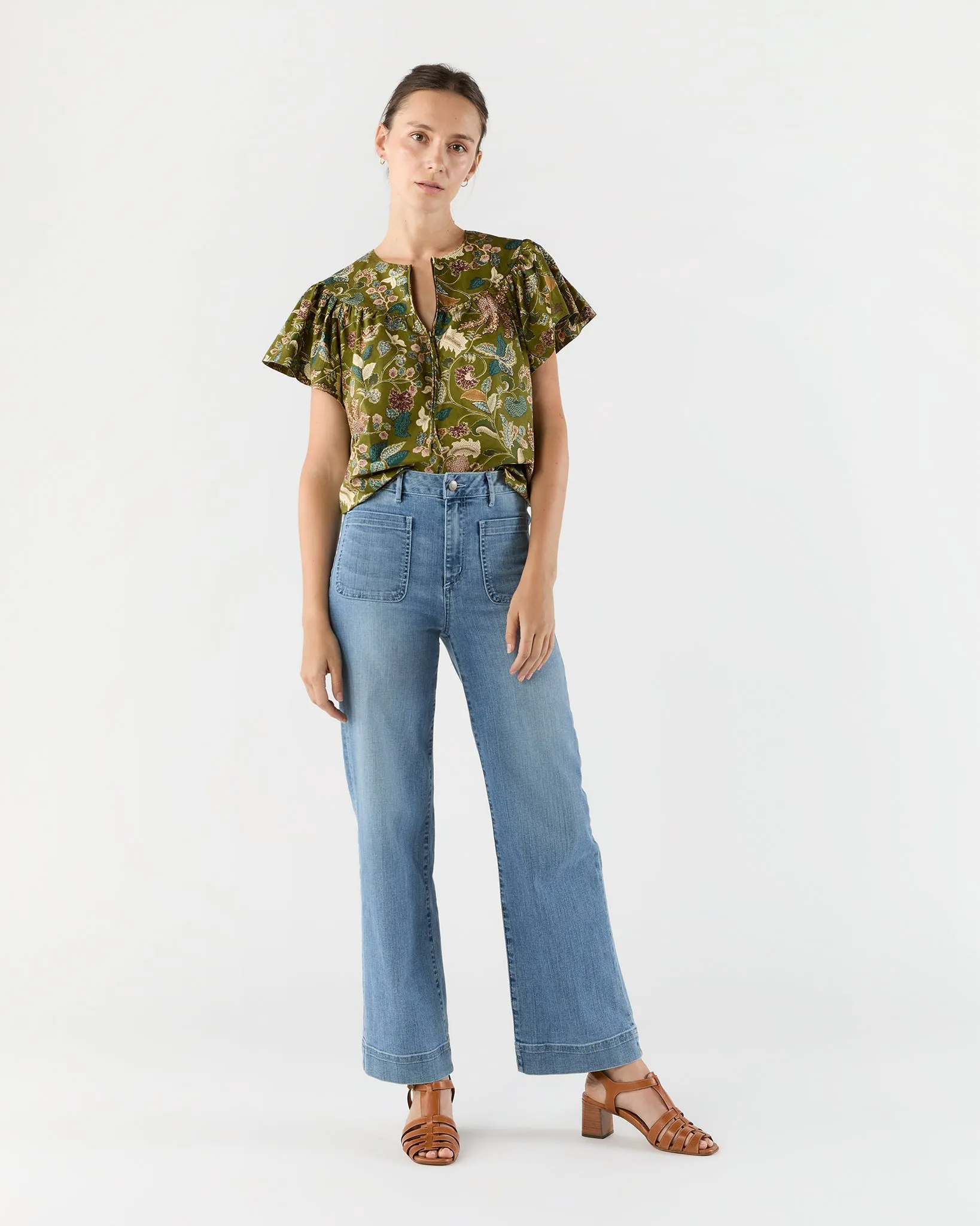 Perline Flutter Sleeve Blouse in Lichen sold by Mashburn product image thumbnail 4