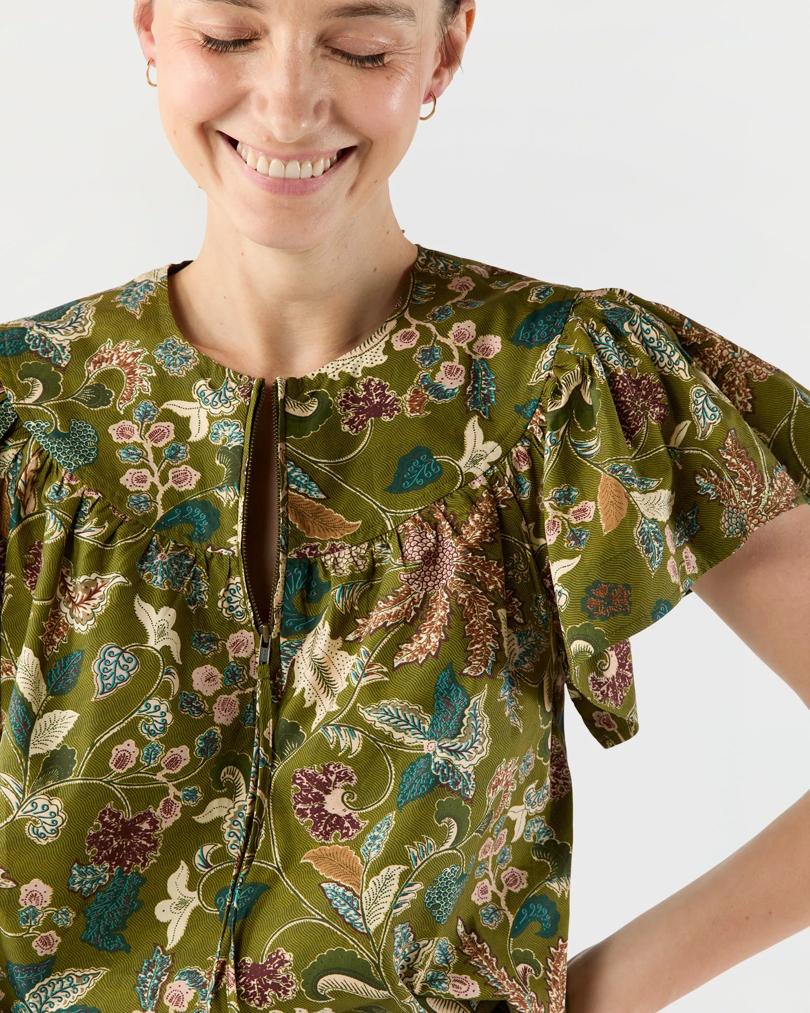 Perline Flutter Sleeve Blouse in Lichen sold by Mashburn product image thumbnail 2