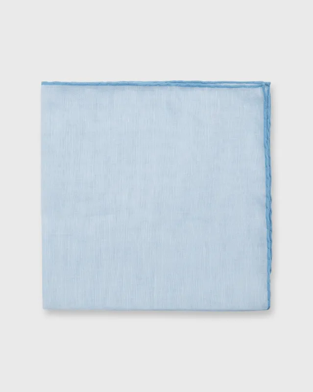 Hand-Rolled Pocket Square in Sky Cotolino/Blue Edge sold by Mashburn