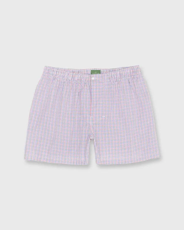 Button-Front Boxer Short in Nantucket/Spruce/Navy Tattersall Poplin sold by Mashburn