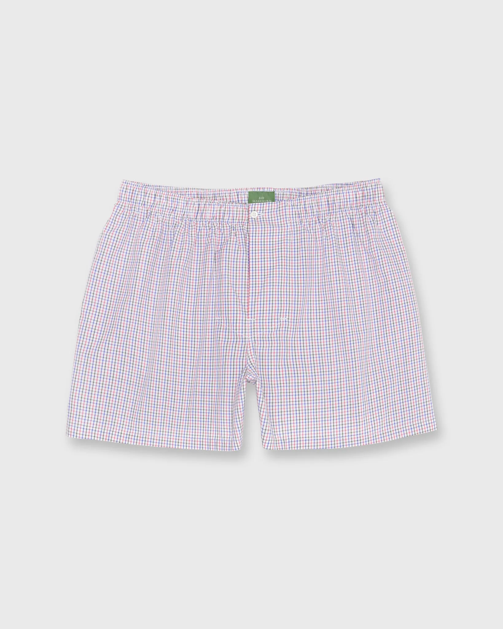 Button-Front Boxer Short in Nantucket/Spruce/Navy Tattersall Poplin sold by Mashburn