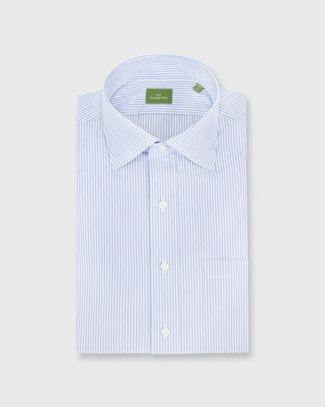 Spread Collar Dress Shirt in Blue Stripe End-On-End sold by Mashburn