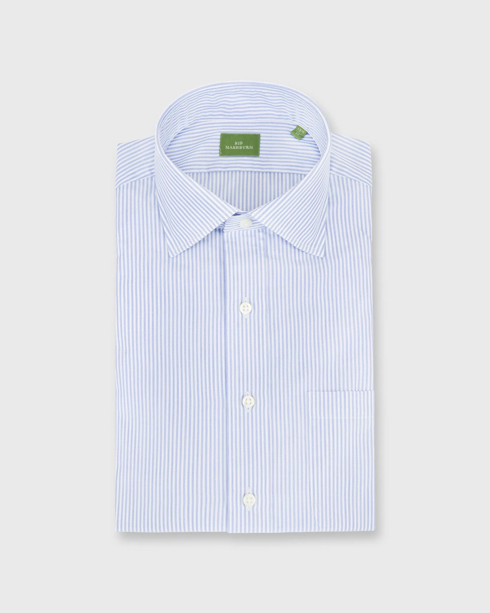 Spread Collar Dress Shirt in Blue Stripe End-On-End sold by Mashburn