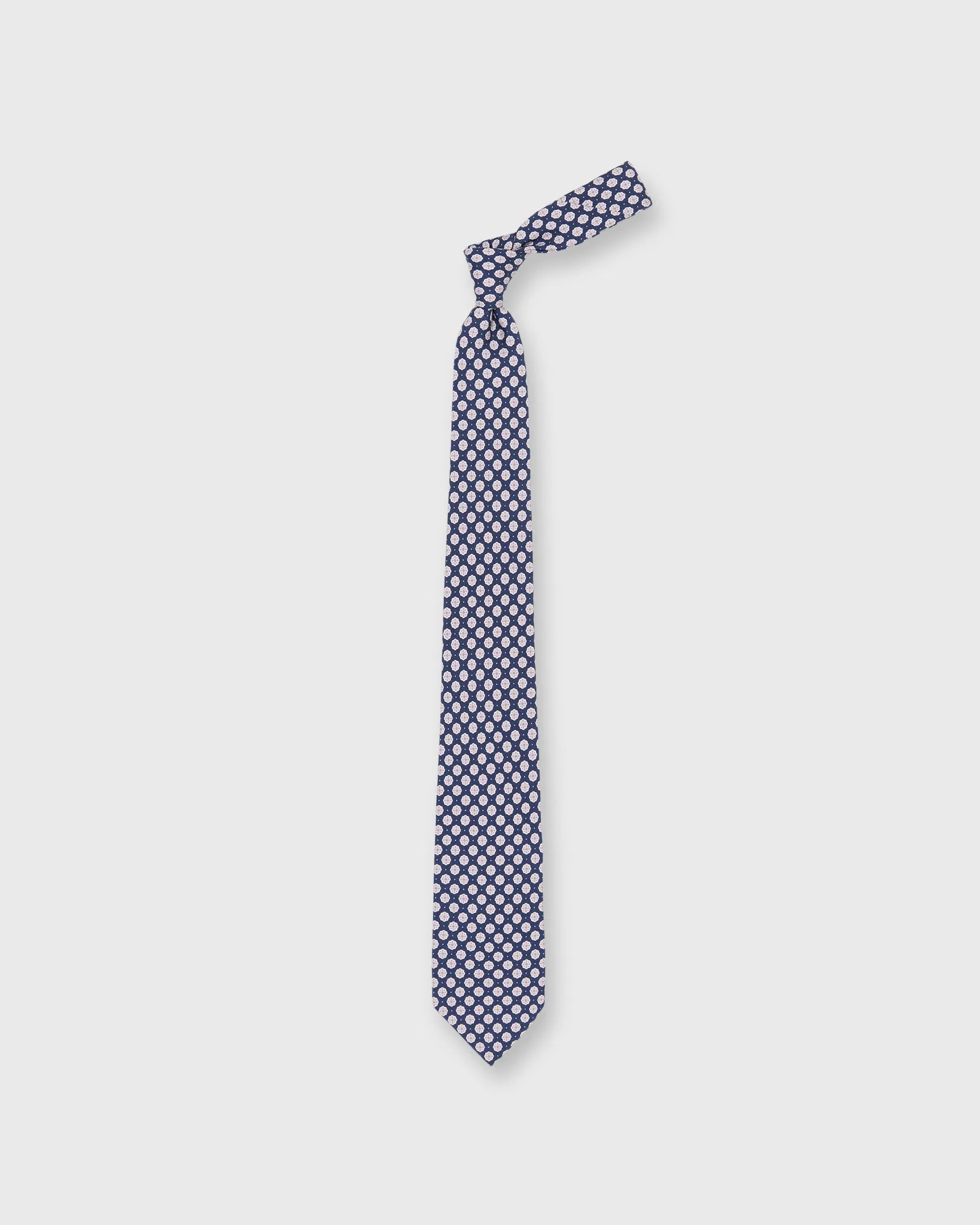 Silk Print Tie in Navy/Lilac Flower sold by Mashburn product image thumbnail 3