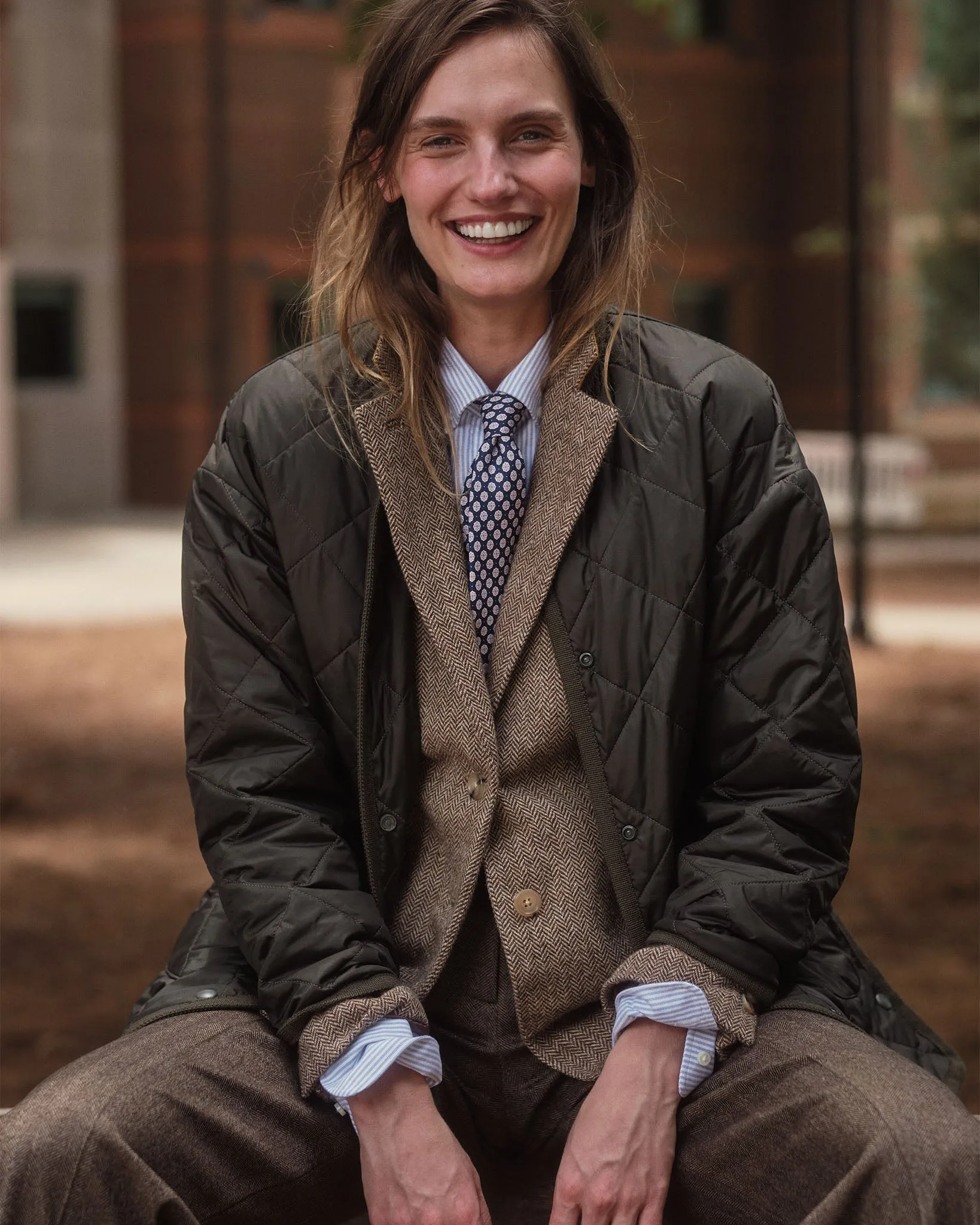 Silk Print Tie in Navy/Lilac Flower sold by Mashburn product image thumbnail 4