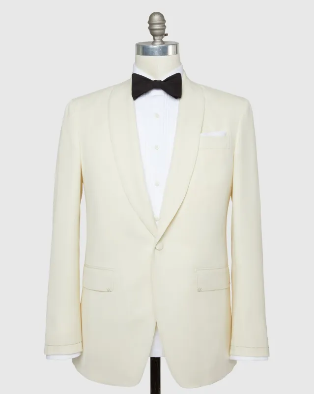 Virgil No. 3 Shawl Collar Dinner Jacket in Ivory Wool Barathea made by Sid Mashburn