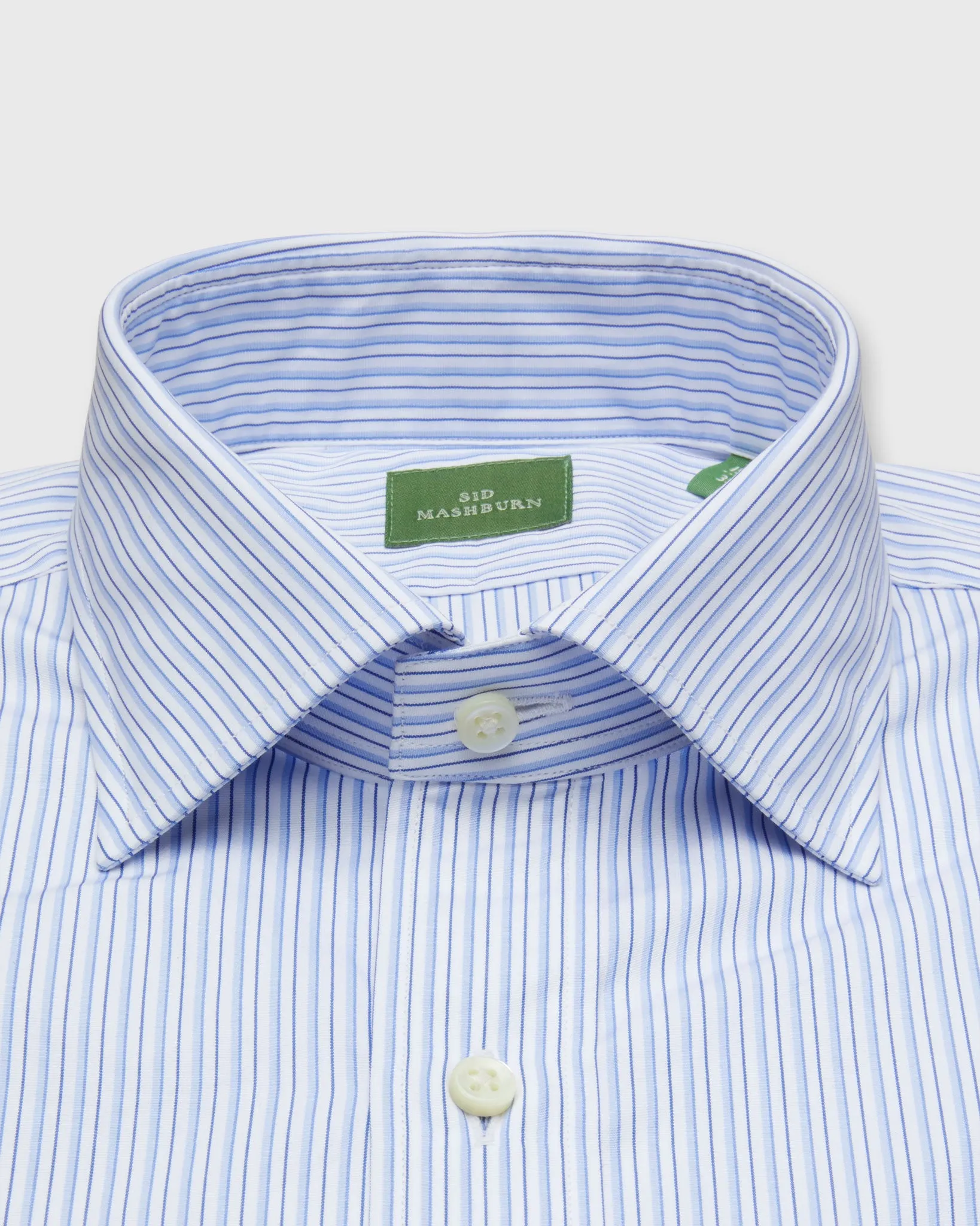 Spread Collar Dress Shirt in Sky/Blue Multi Stripe Poplin sold by Mashburn product image thumbnail 2