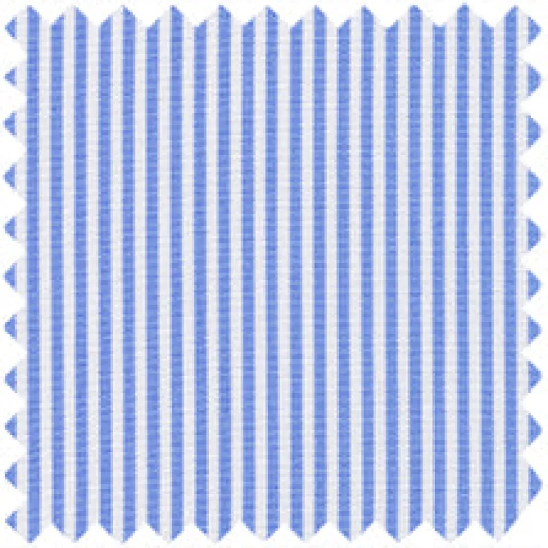 Made-to-Order Pleated Wrap Skirt in Sky Small Bengal Stripe Poplin sold by Mashburn