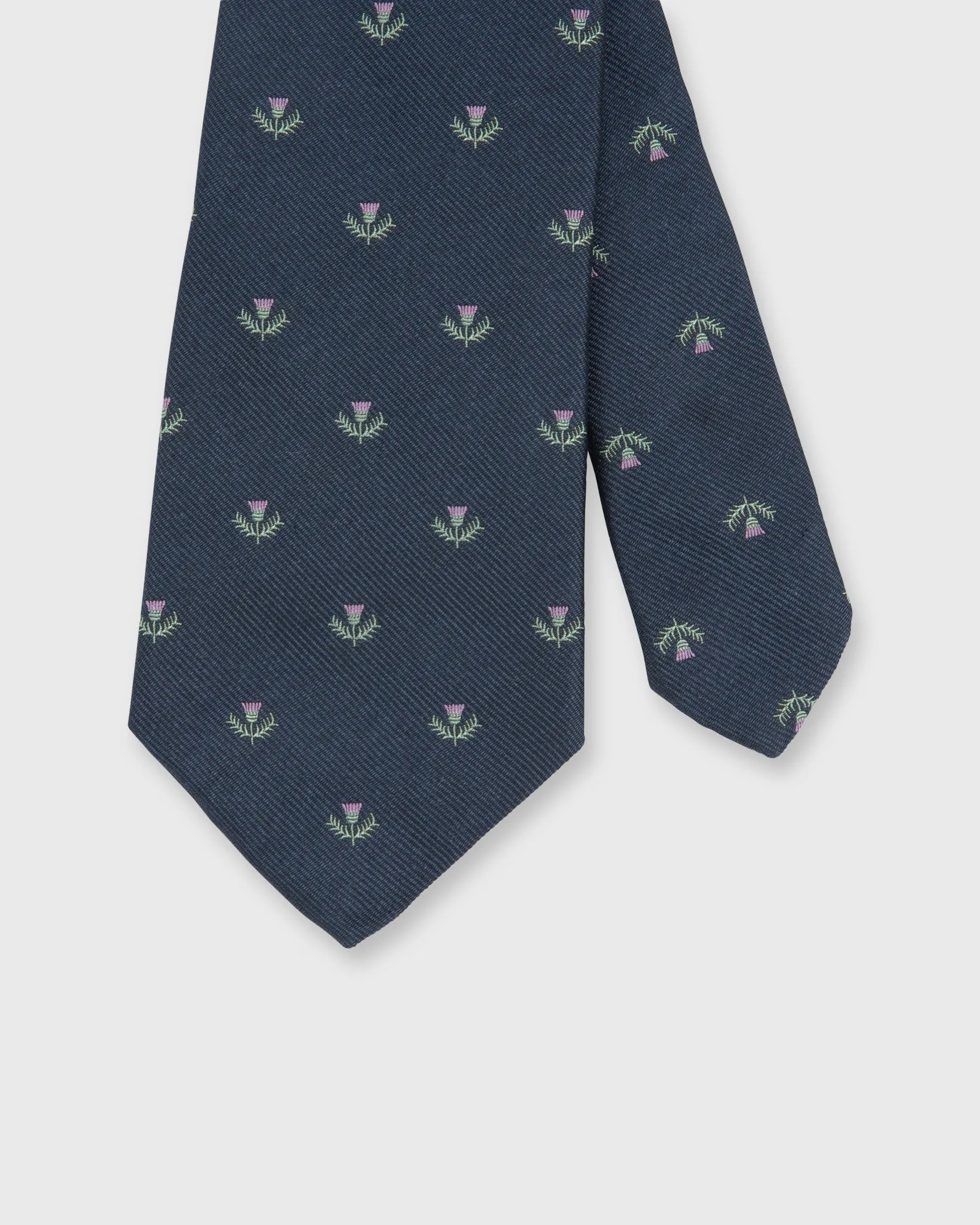 Silk Club Tie in Navy/Lavender/Green Laurel sold by Mashburn