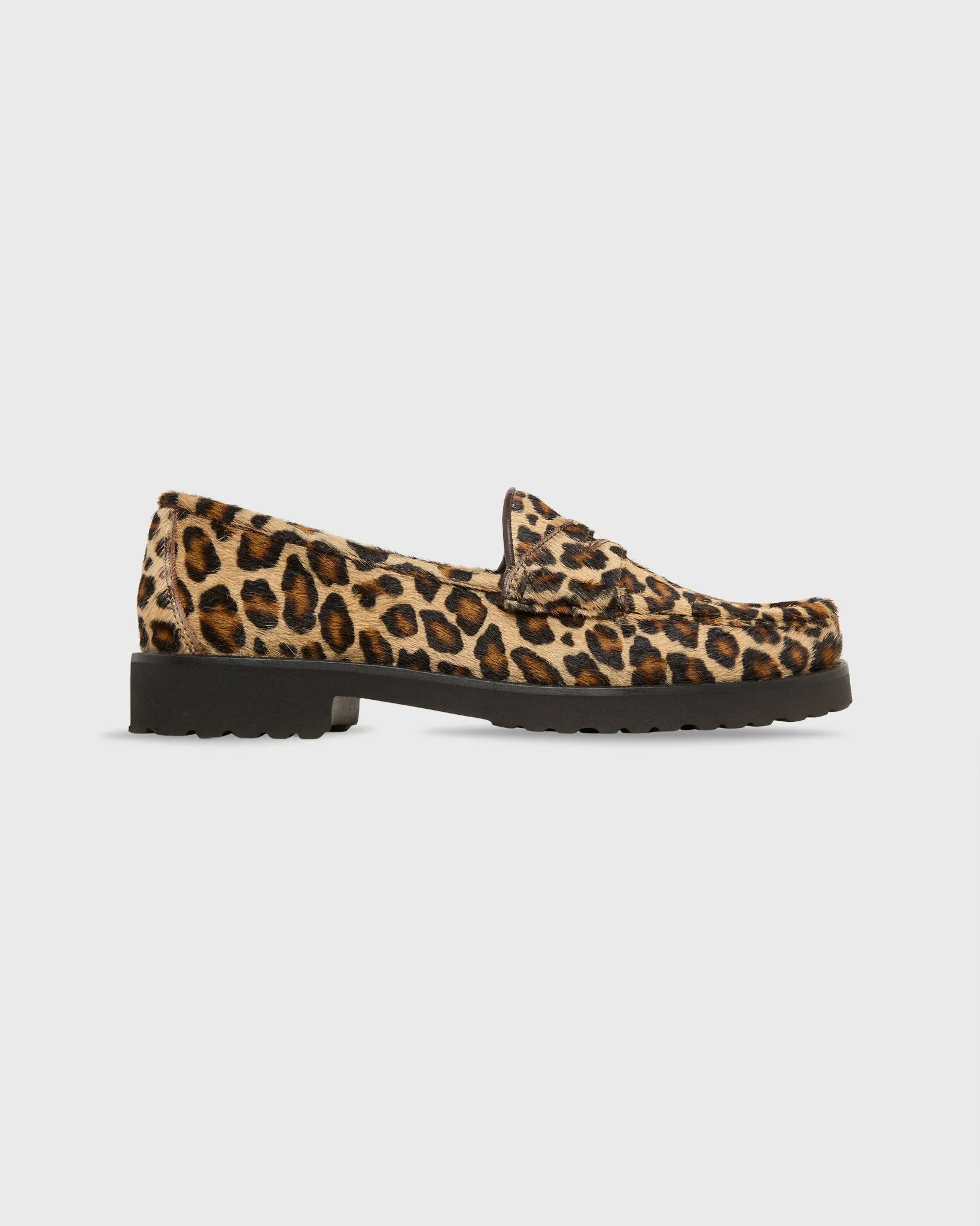 Lug Sole Loafer in Leopard Pony sold by Mashburn