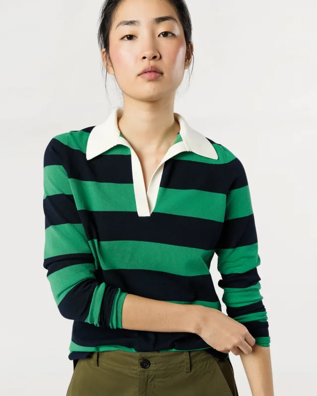 Georgina Rugby Sweater in Kelly Green Ice Cotton sold by Mashburn