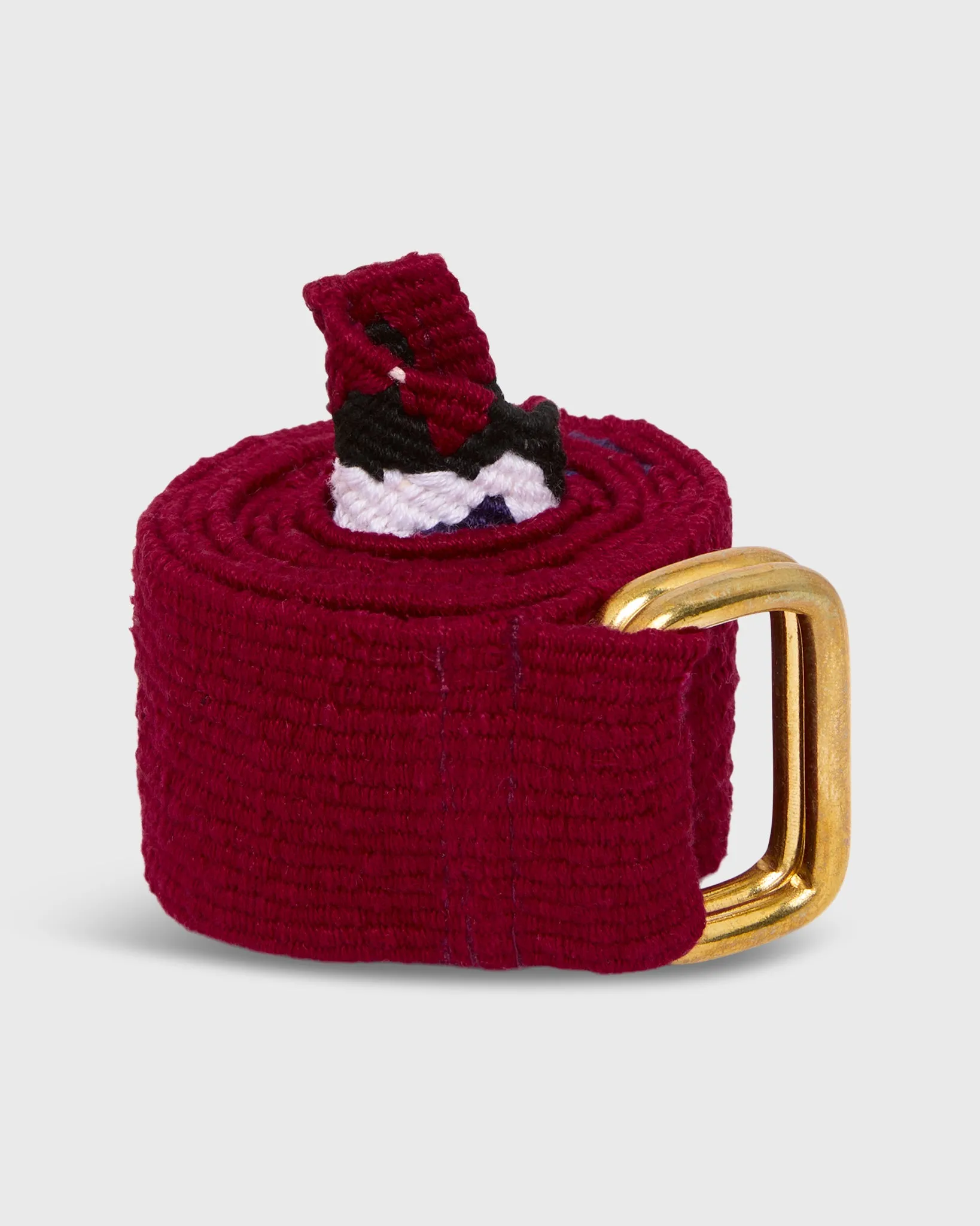 Hand-Loomed D-Ring Belt in Burgundy/Blue Tribal sold by Mashburn product image thumbnail 4