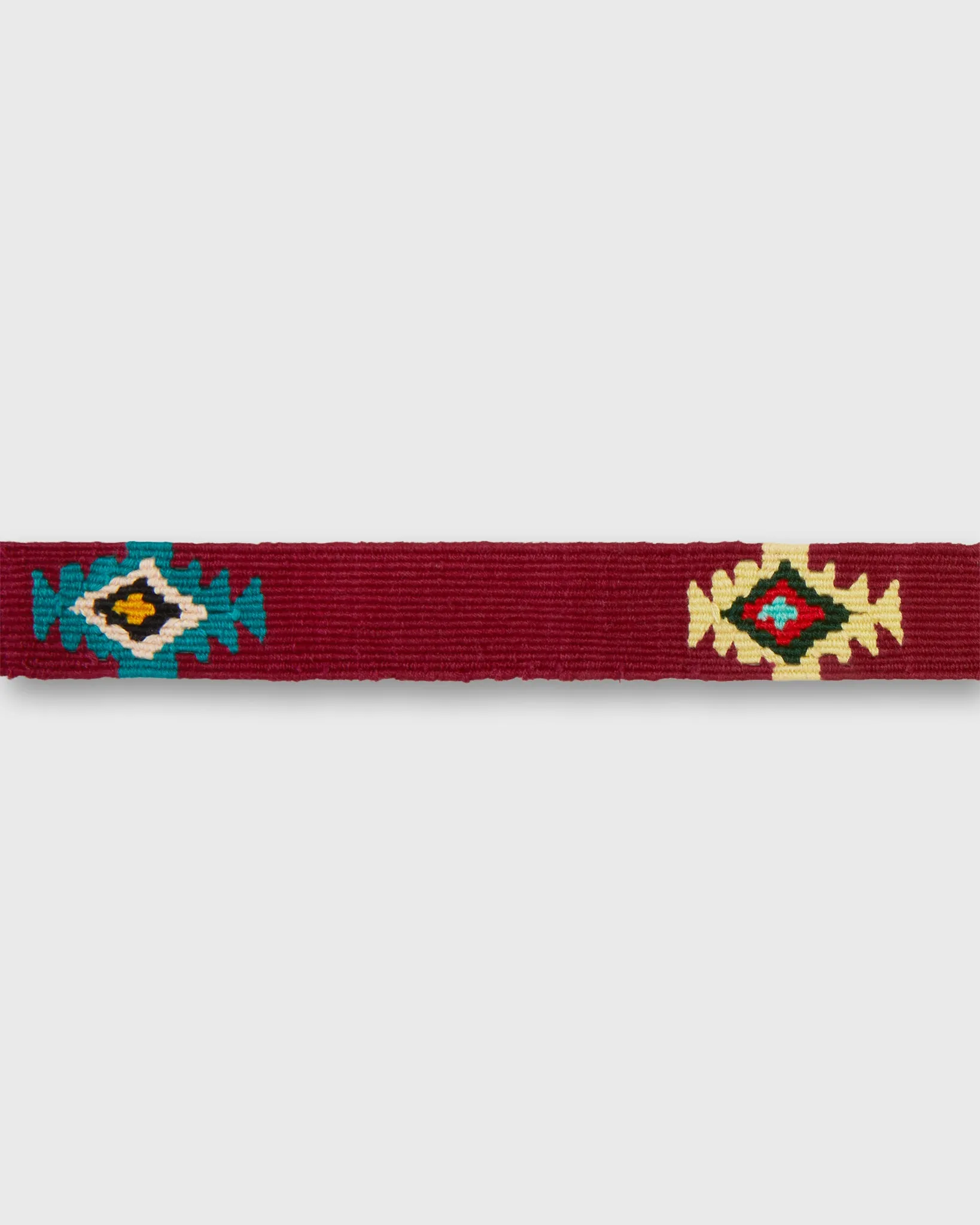 Hand-Loomed D-Ring Belt in Burgundy/Blue Tribal sold by Mashburn product image thumbnail 3