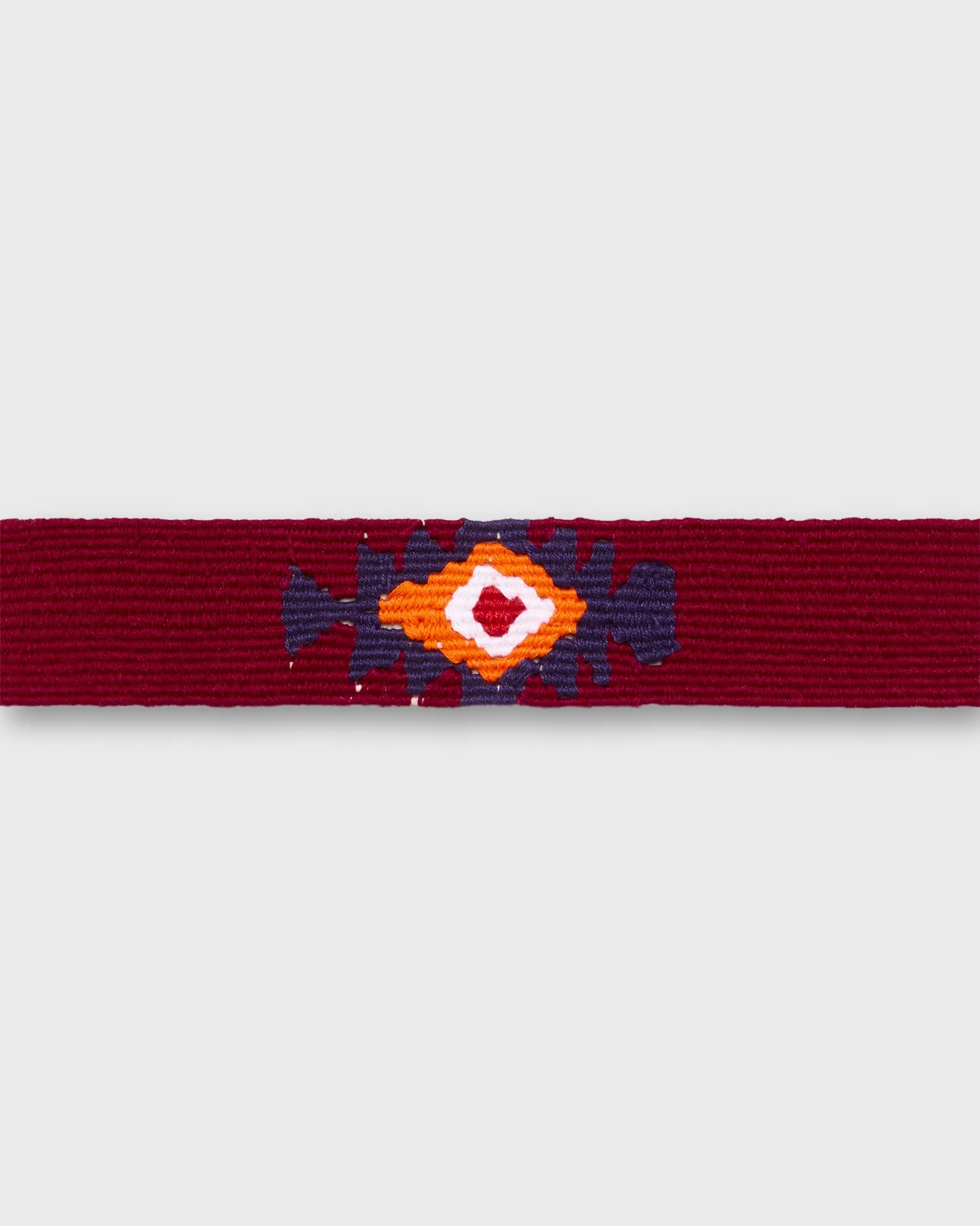 Hand-Loomed D-Ring Belt in Burgundy/Blue Tribal sold by Mashburn product image thumbnail 5
