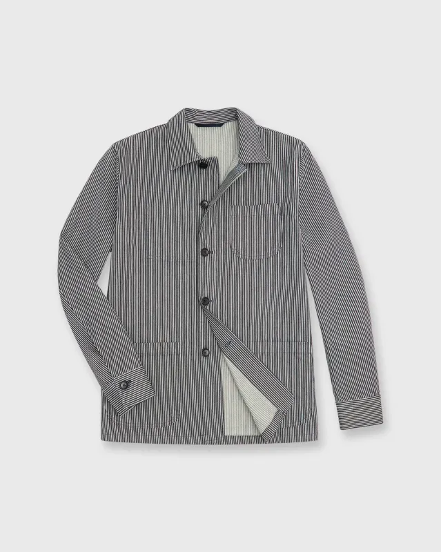 Chore Jacket in Hickory Stripe Denim sold by Mashburn