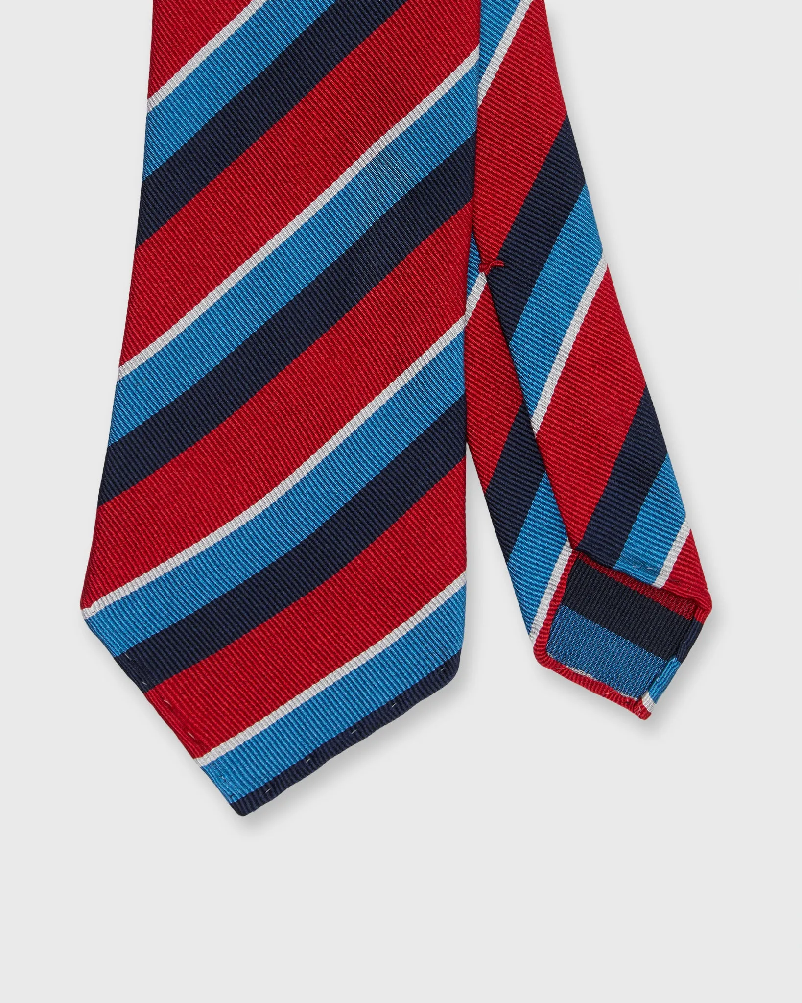 Silk Woven Tie in Red/Marine/Navy Stripe sold by Mashburn