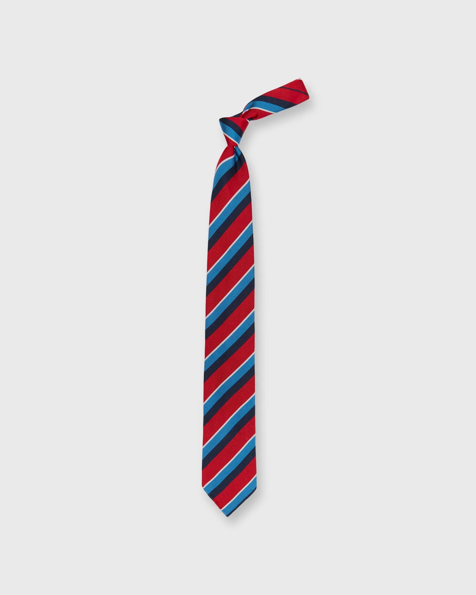 Silk Woven Tie in Red/Marine/Navy Stripe sold by Mashburn product image thumbnail 3