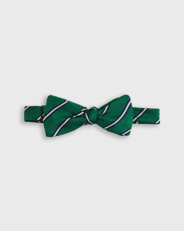 Silk Bow Tie in Forest/Navy Queens Stripe sold by Mashburn
