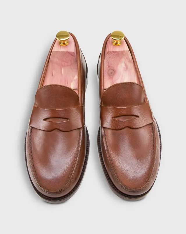 Handsewn Penny Loafer in Bourbon Grain Leather sold by Mashburn
