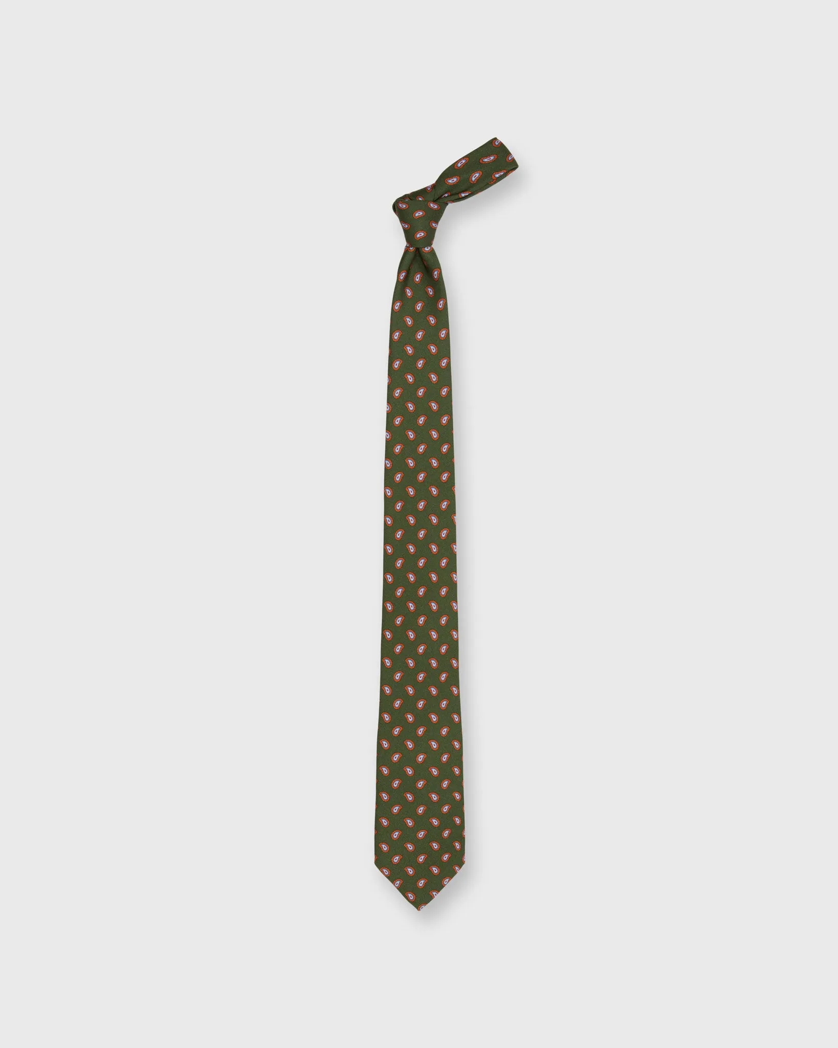 Silk Print Tie in Olive/Orange/Sky Paisley sold by Mashburn product image thumbnail 3