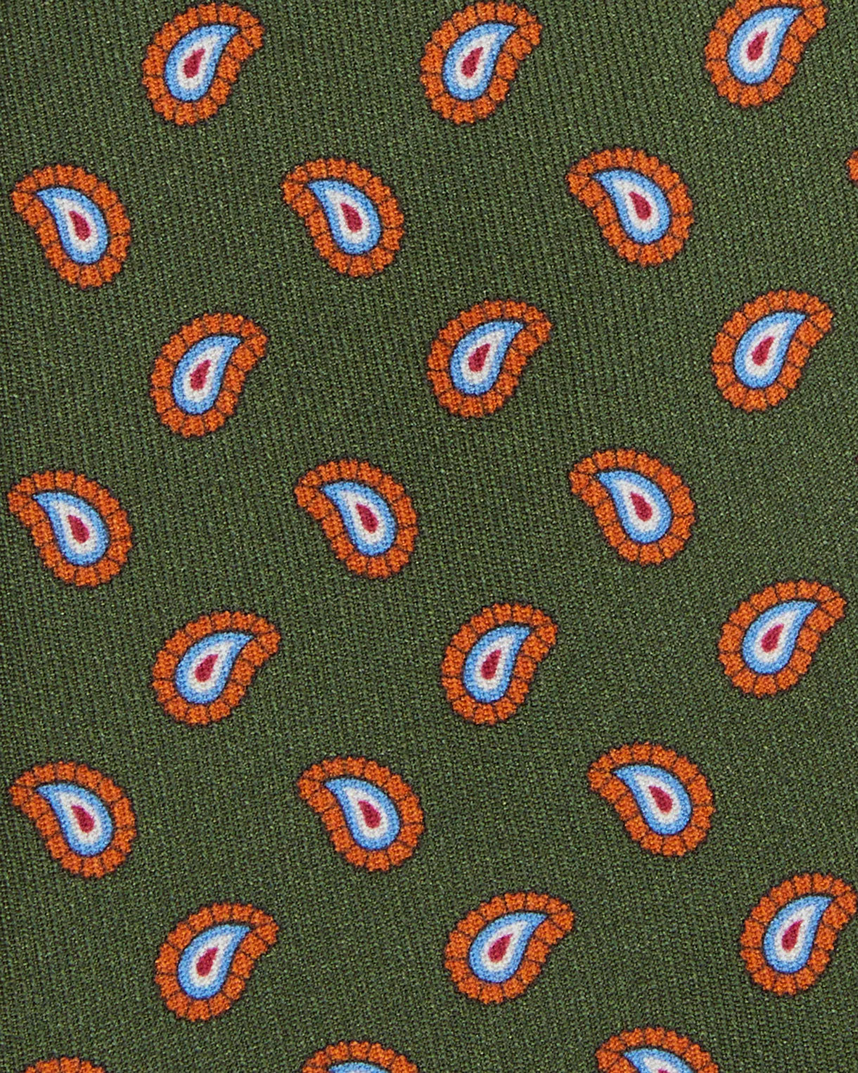 Silk Print Tie in Olive/Orange/Sky Paisley sold by Mashburn product image thumbnail 2