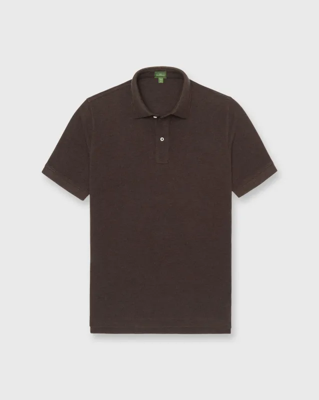 Court Polo in Heather Brown Pima Pique sold by Mashburn