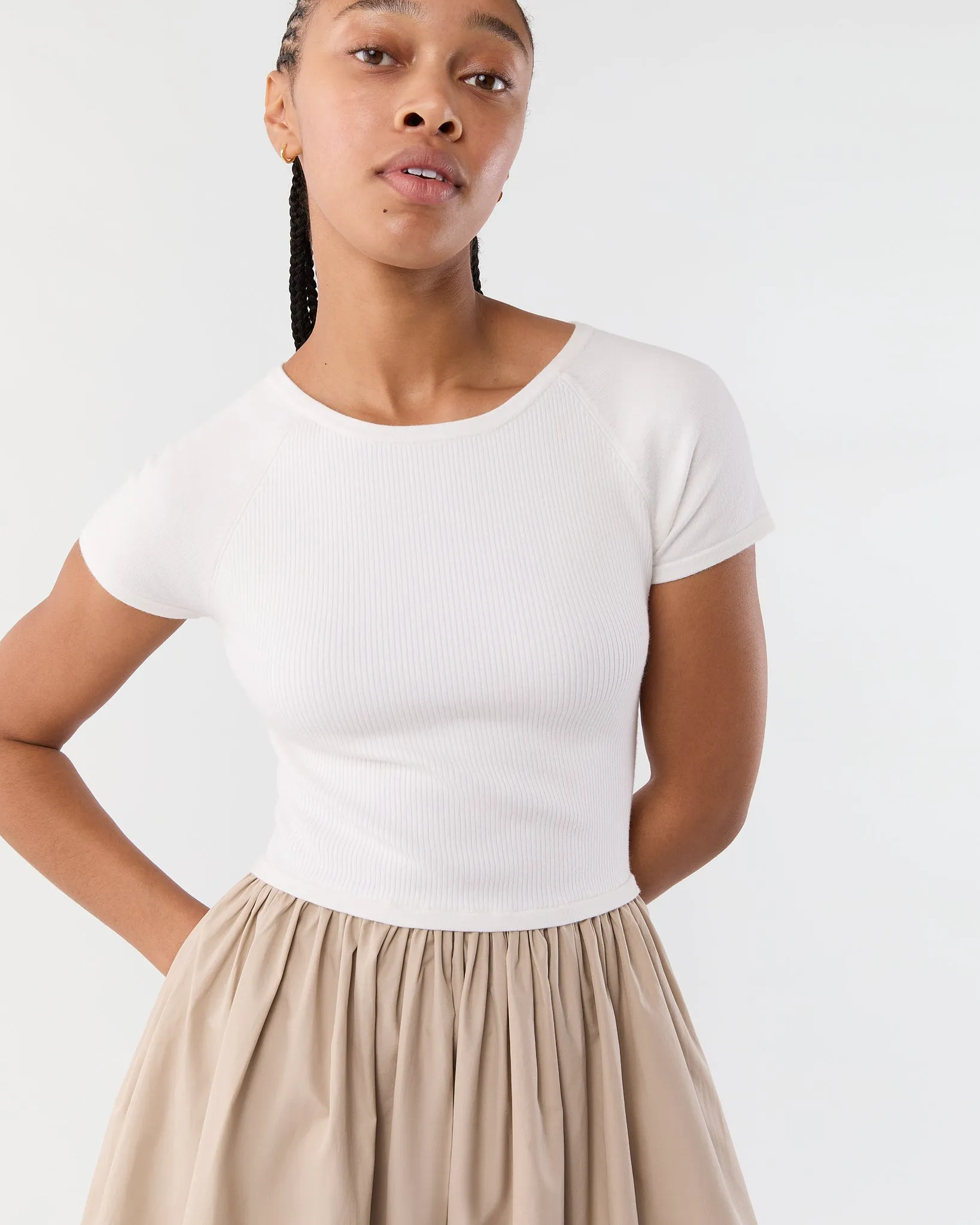 Cosette Dress in Ivory Cotton/Stone Silk sold by Mashburn product image thumbnail 2