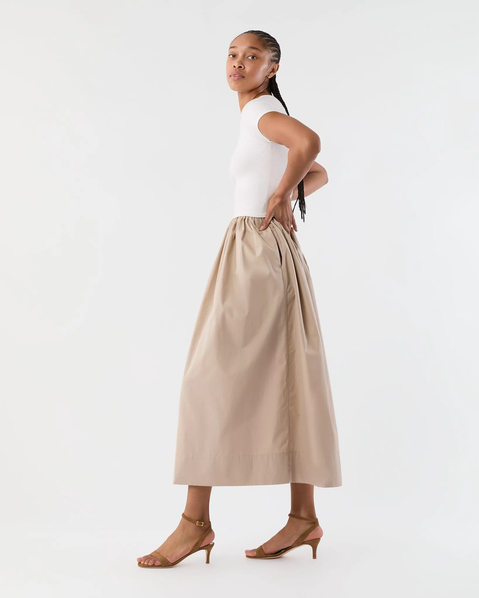 Cosette Dress in Ivory Cotton/Stone Silk sold by Mashburn product image thumbnail 3
