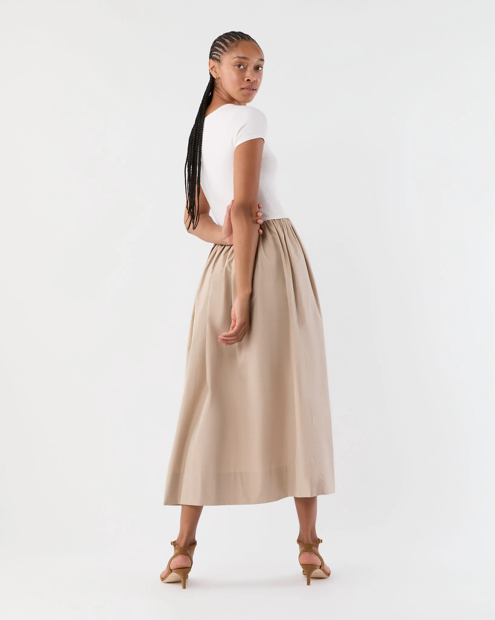 Cosette Dress in Ivory Cotton/Stone Silk sold by Mashburn product image thumbnail 5