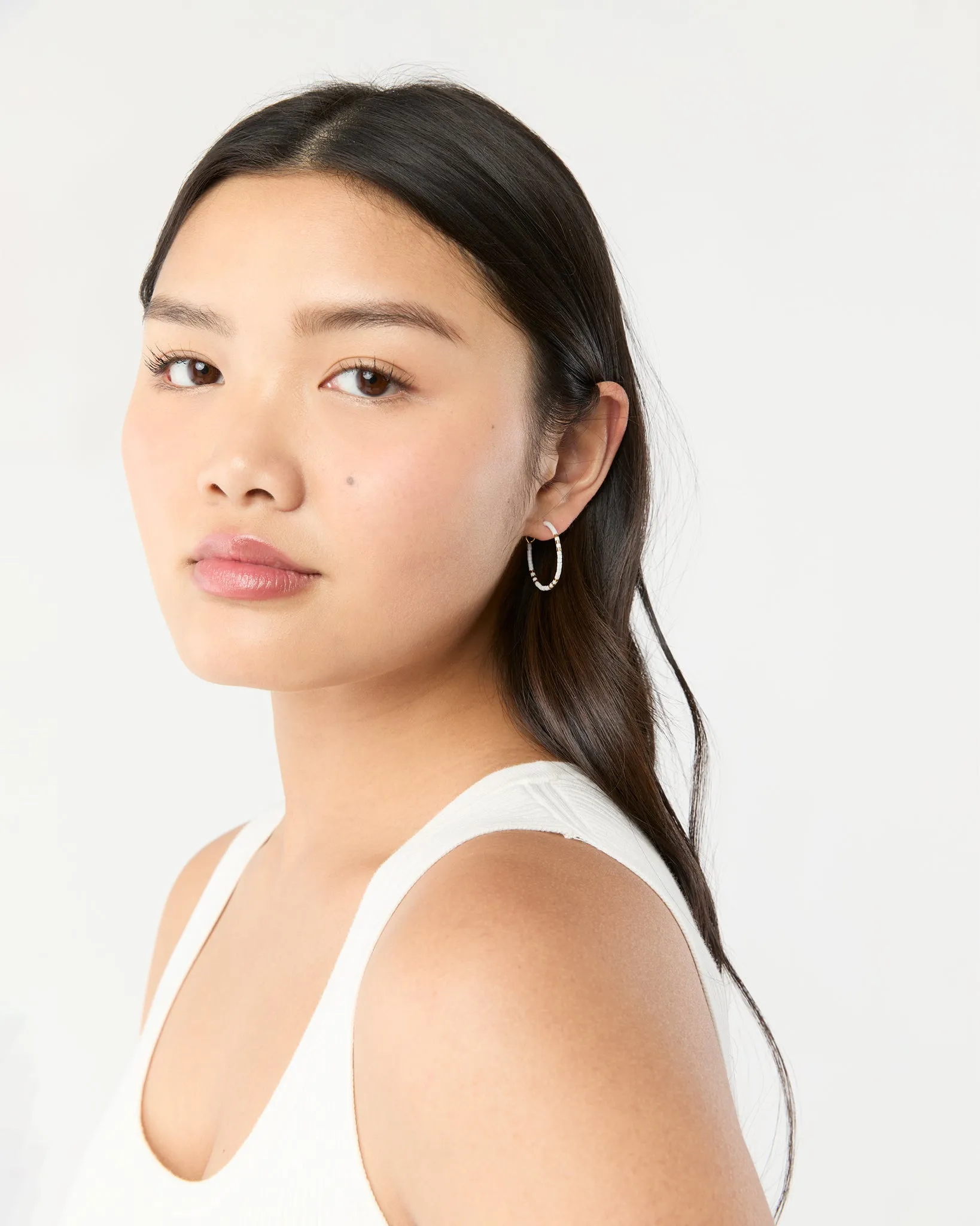 Zoe Hoop Earrings in Snow sold by Mashburn product image thumbnail 2