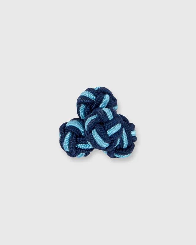 Small Silk Knot Cufflinks in Dark Blue/Light Blue sold by Mashburn