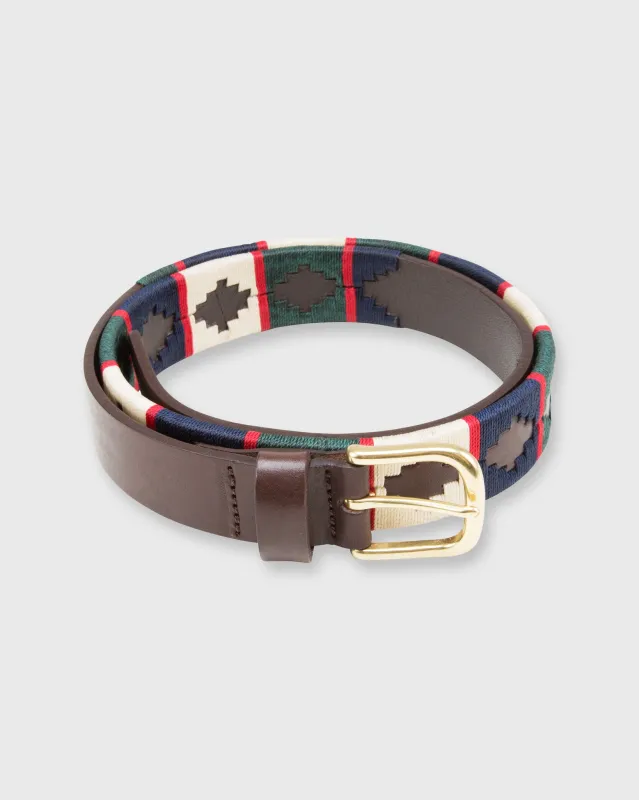 1 1/8" Polo Belt in Bone/Navy/Green/Red Chocolate Leather made by Sid Mashburn