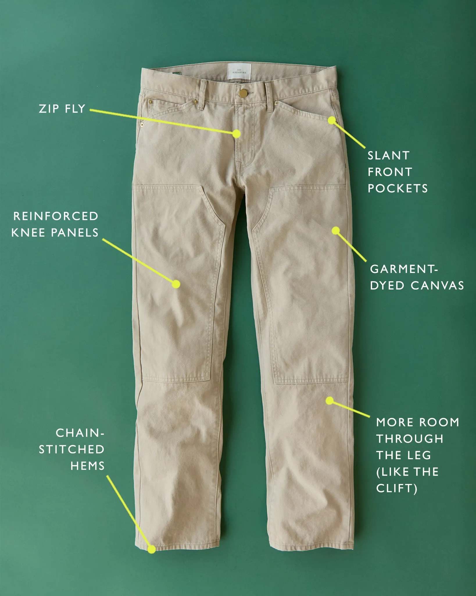 Garment-Dyed Brush Pant in Khaki Canvas sold by Mashburn product image thumbnail 4