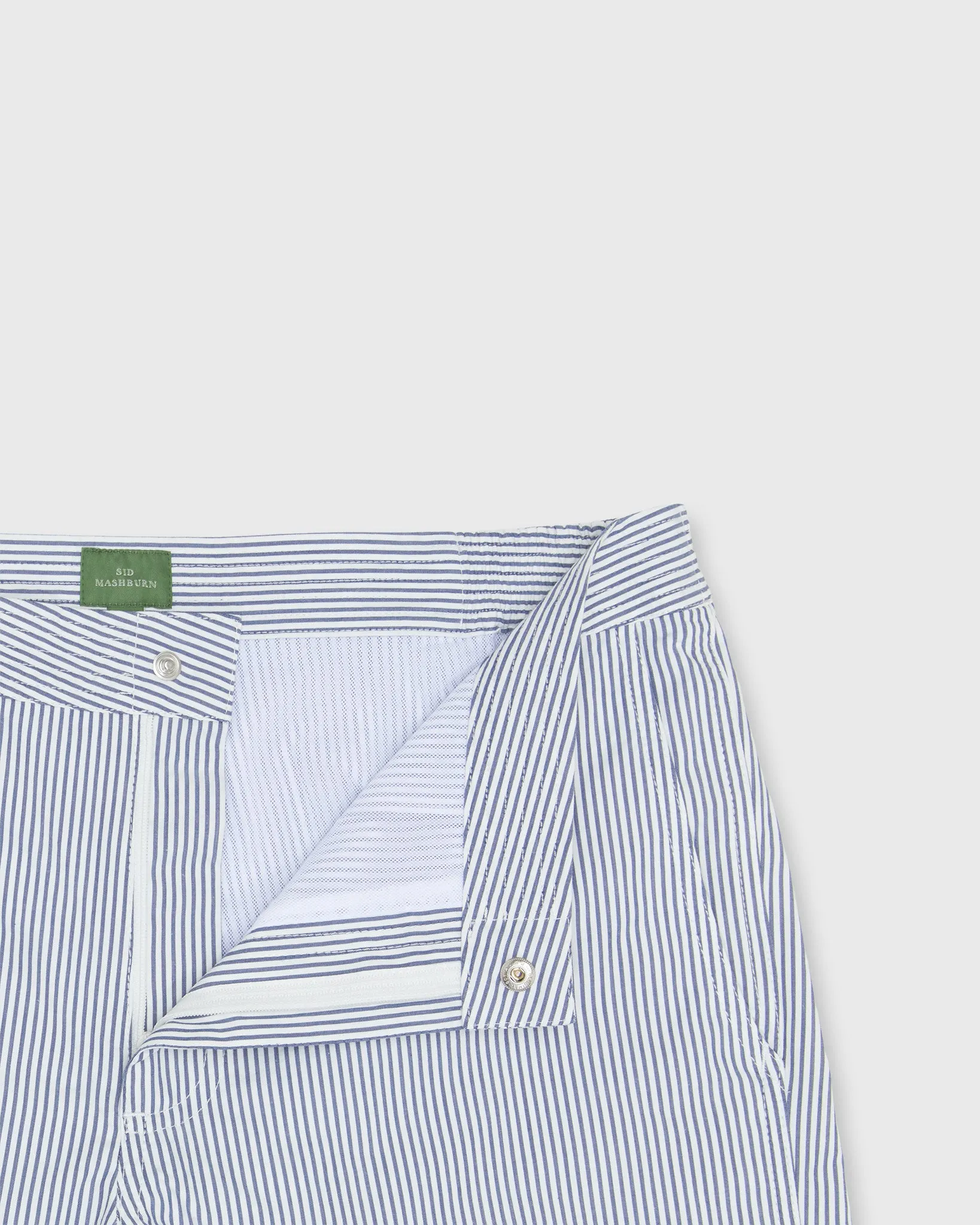 Zip-Front Mid-Length Swim Short in Blue/White Seersucker sold by Mashburn product image thumbnail 3