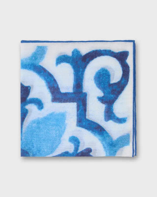 Cotton Print Pocket Square in Navy Tapestry sold by Mashburn