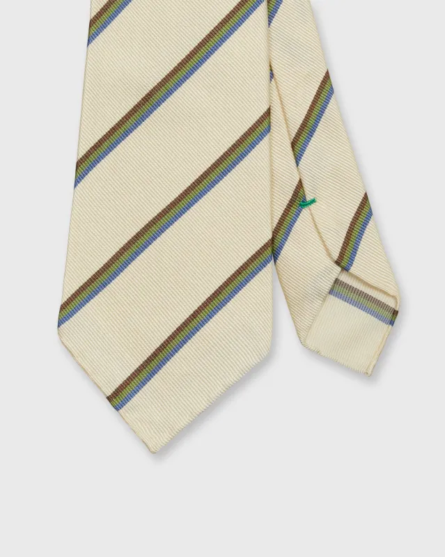 Silk Woven Tie in Bone/Blue/Green Multi Stripe sold by Mashburn