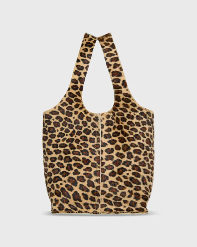 Paola Bucket Bag in Mini Leopard Calf Hair sold by Mashburn
