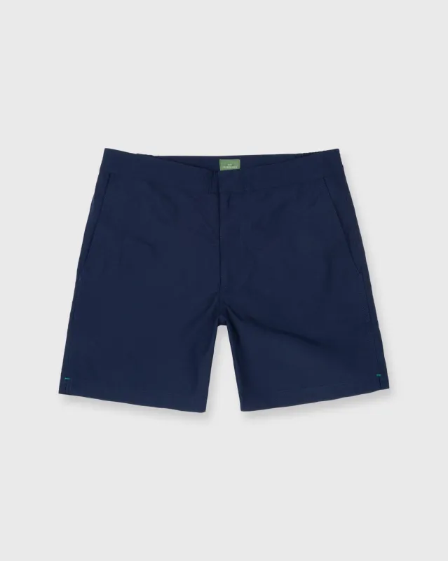 Zip-Front Mid-Length Swim Short in Navy Nylon sold by Mashburn