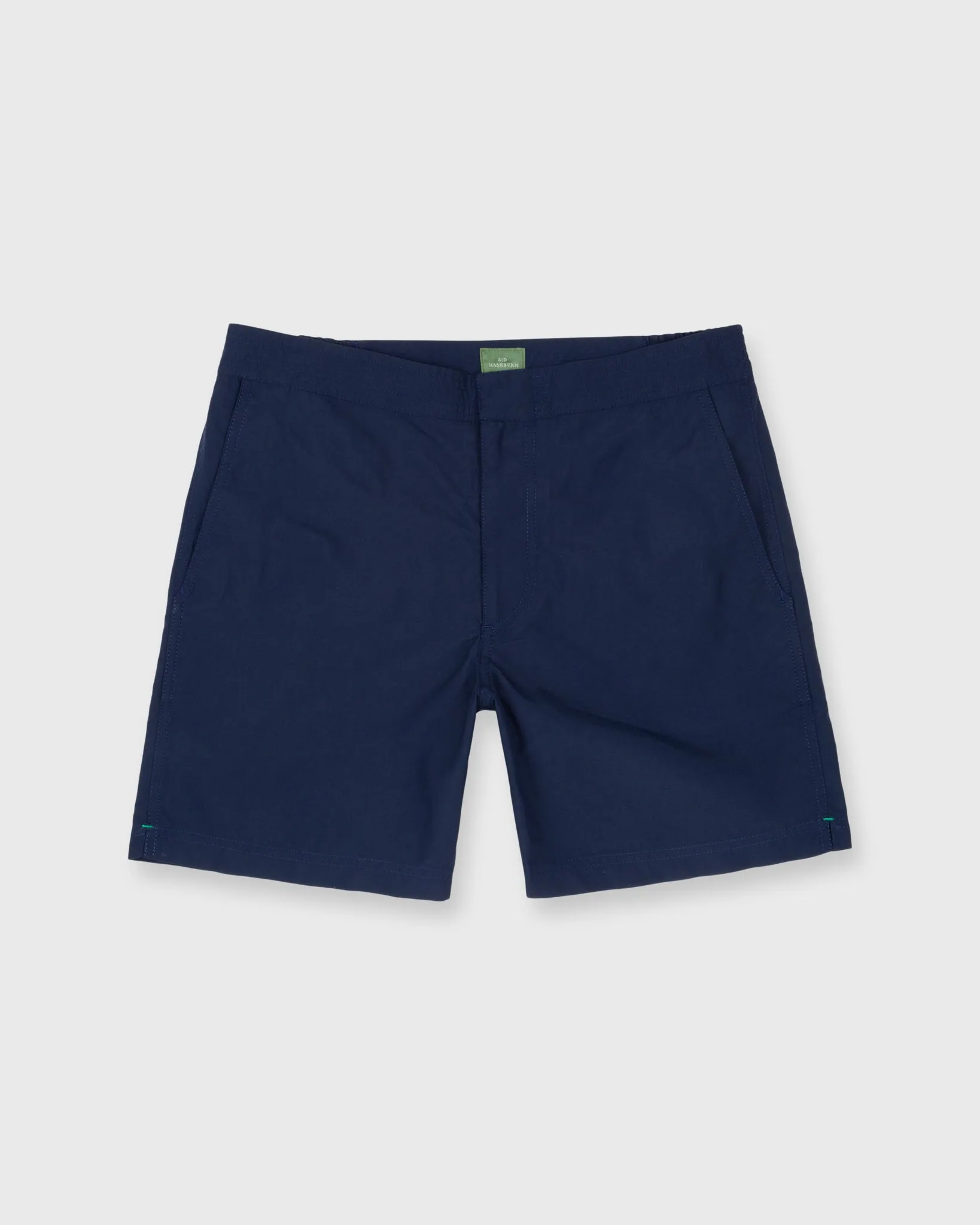Zip-Front Mid-Length Swim Short in Navy Nylon sold by Mashburn